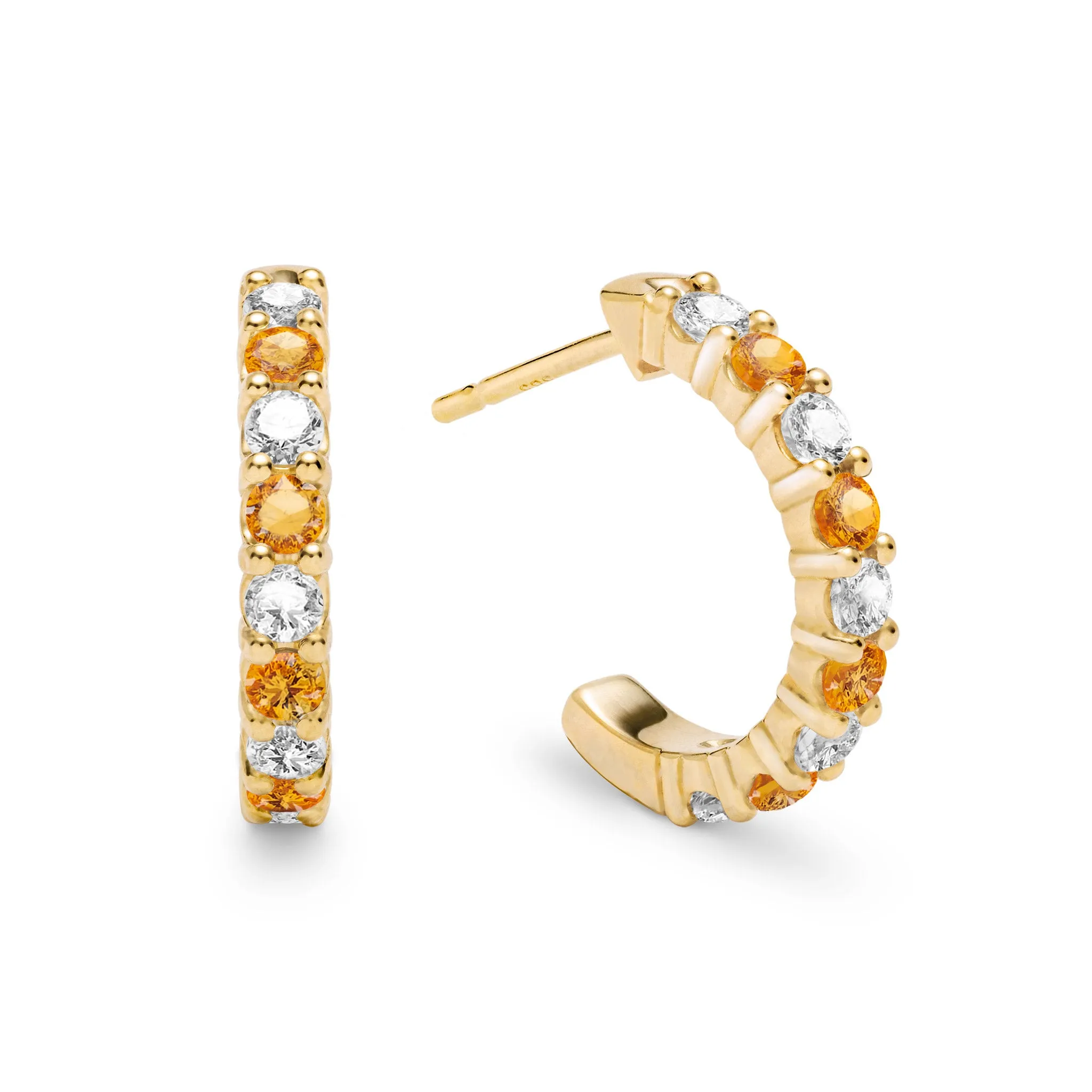 Rosecliff Diamond & Citrine Huggie Hoop Earrings in 14k Gold (November) sold by Haverhill