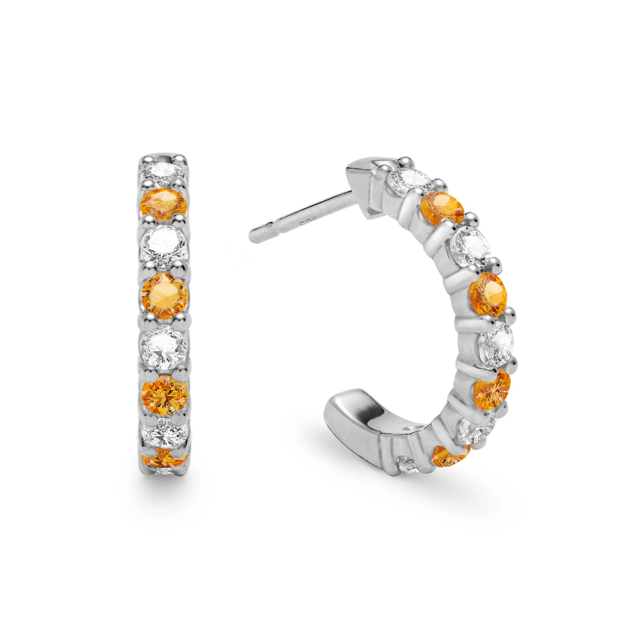 Rosecliff Diamond & Citrine Huggie Hoop Earrings in 14k Gold (November) sold by Haverhill product image thumbnail 4