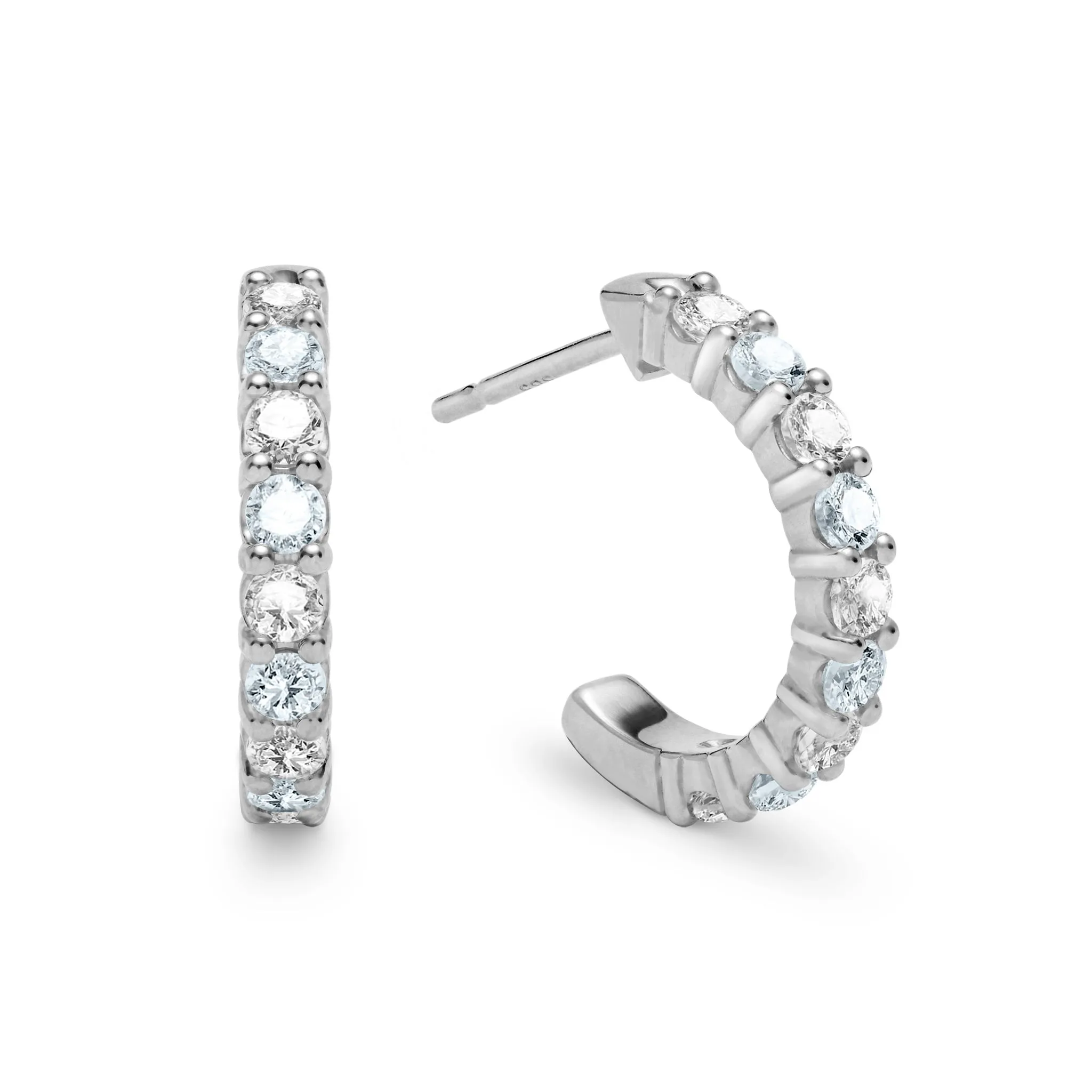 Rosecliff Diamond & Aquamarine Huggie Hoop Earrings in 14k Gold (March) sold by Haverhill product image thumbnail 5