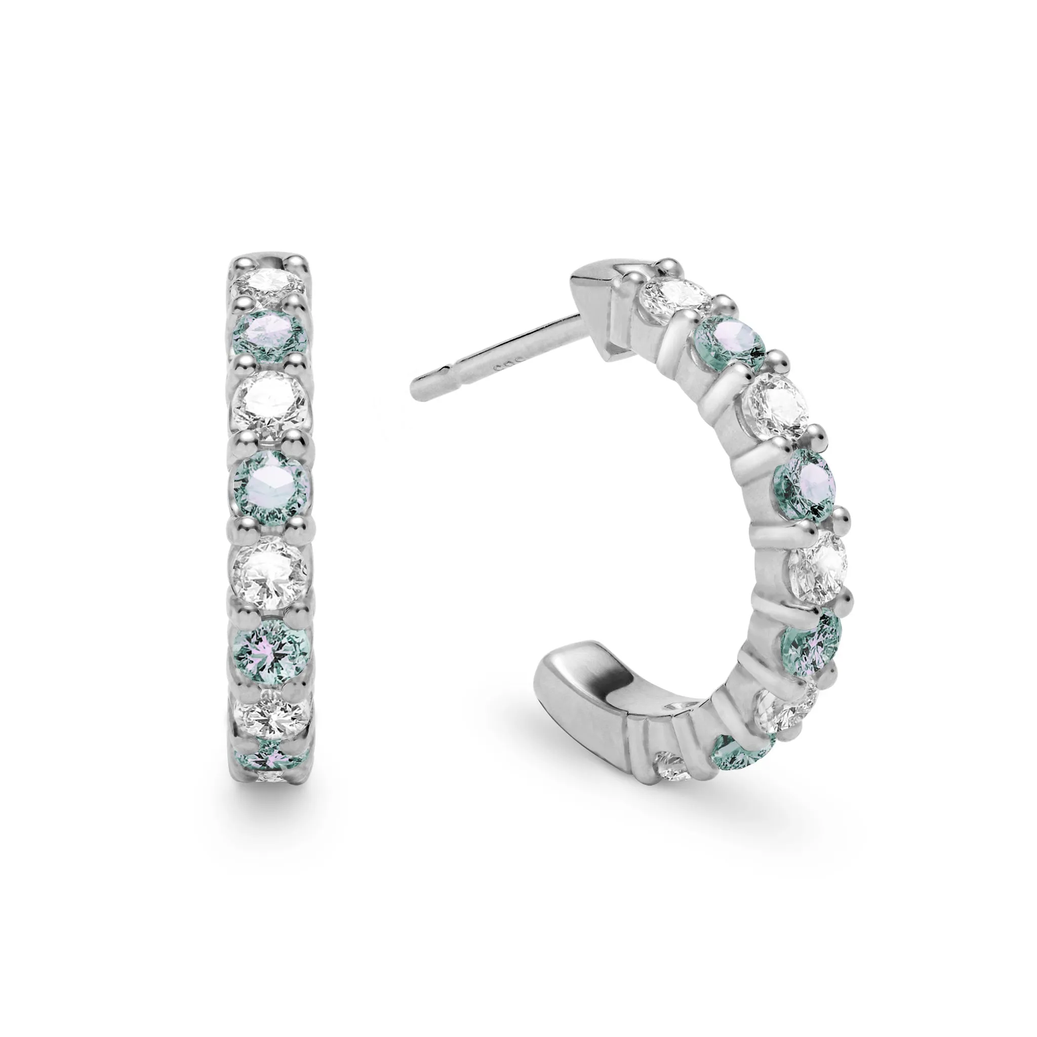 Rosecliff Diamond & Alexandrite Huggie Hoop Earrings in 14k Gold (June) sold by Haverhill product image thumbnail 5
