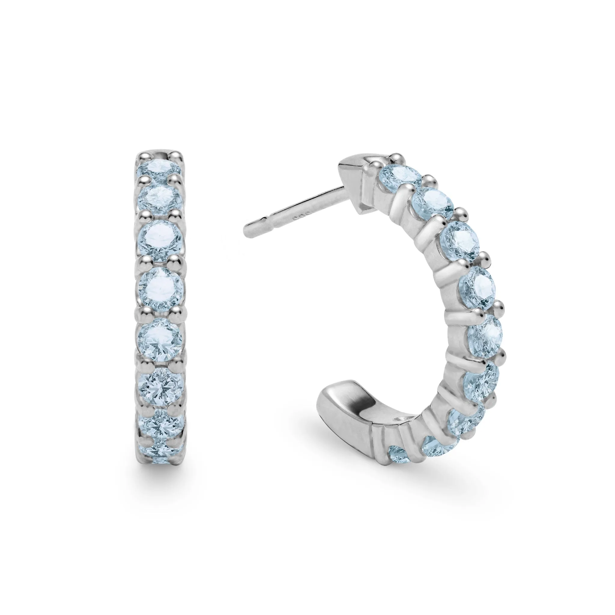 Rosecliff Nantucket Blue Topaz Huggie Hoop Earrings in 14k Gold (December) sold by Haverhill product image thumbnail 5