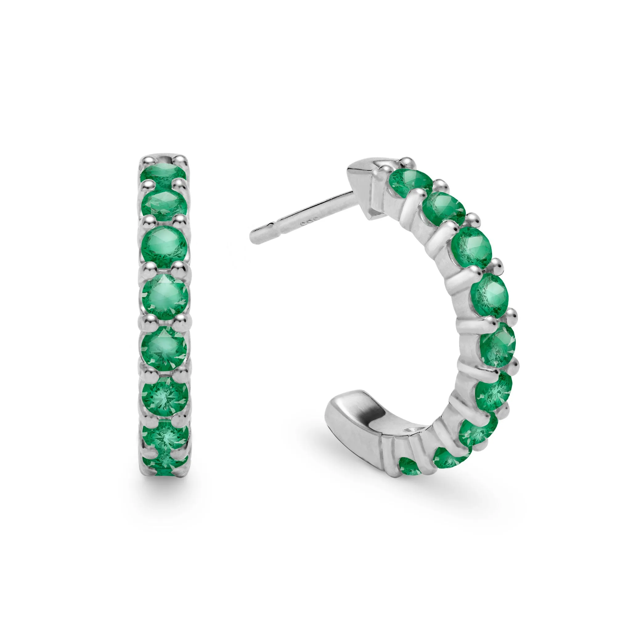 Rosecliff Emerald Huggie Hoop Earrings in 14k Gold (May) sold by Haverhill product image thumbnail 5
