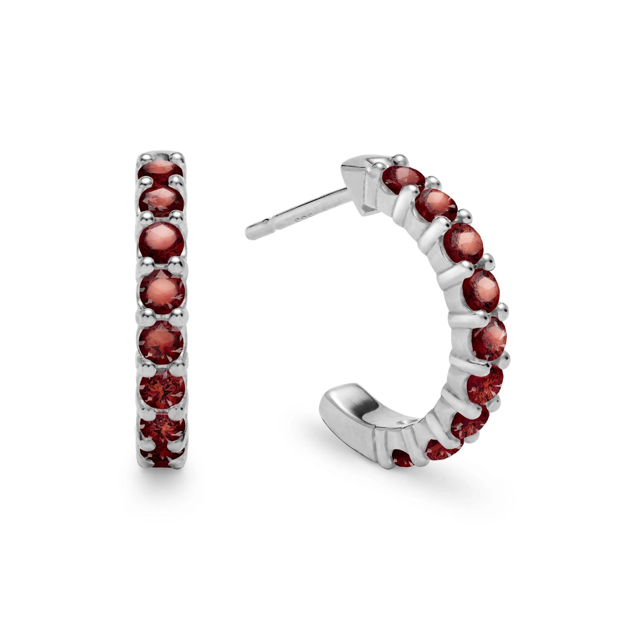 Rosecliff Garnet Huggie Hoop Earrings in 14k Gold (January) sold by Haverhill product image thumbnail 5