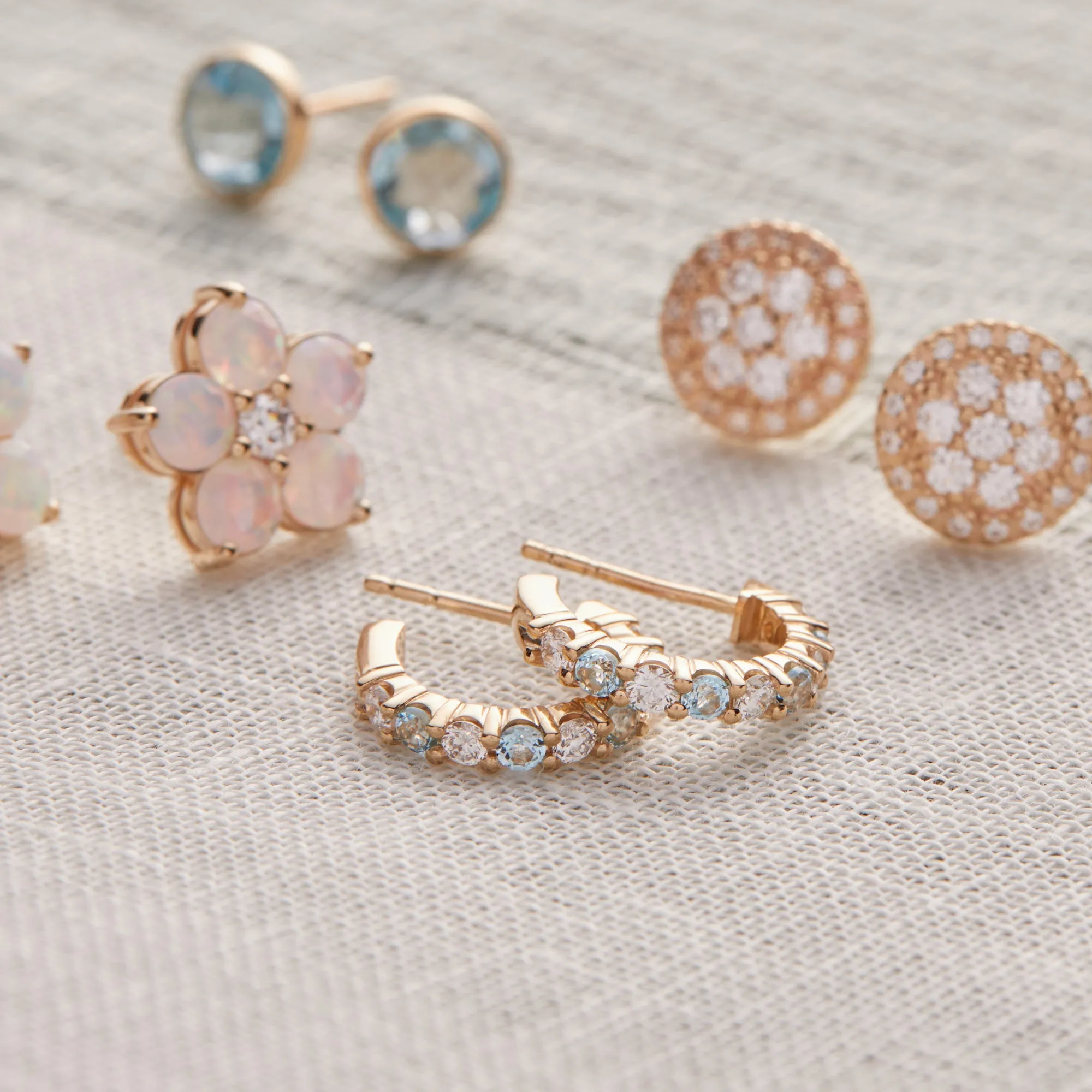 Rosecliff Birthstone Huggie Hoop Earrings in 14k Gold sold by Haverhill product image thumbnail 3