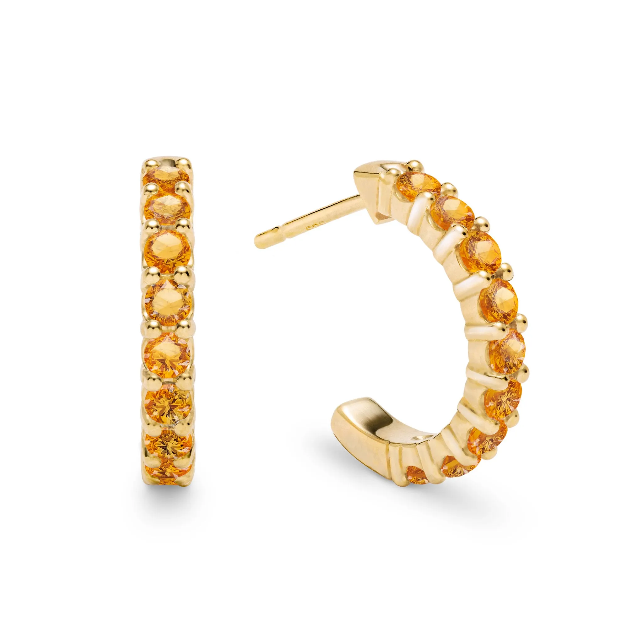 Rosecliff Citrine Huggie Hoop Earrings in 14k Gold (November) sold by Haverhill