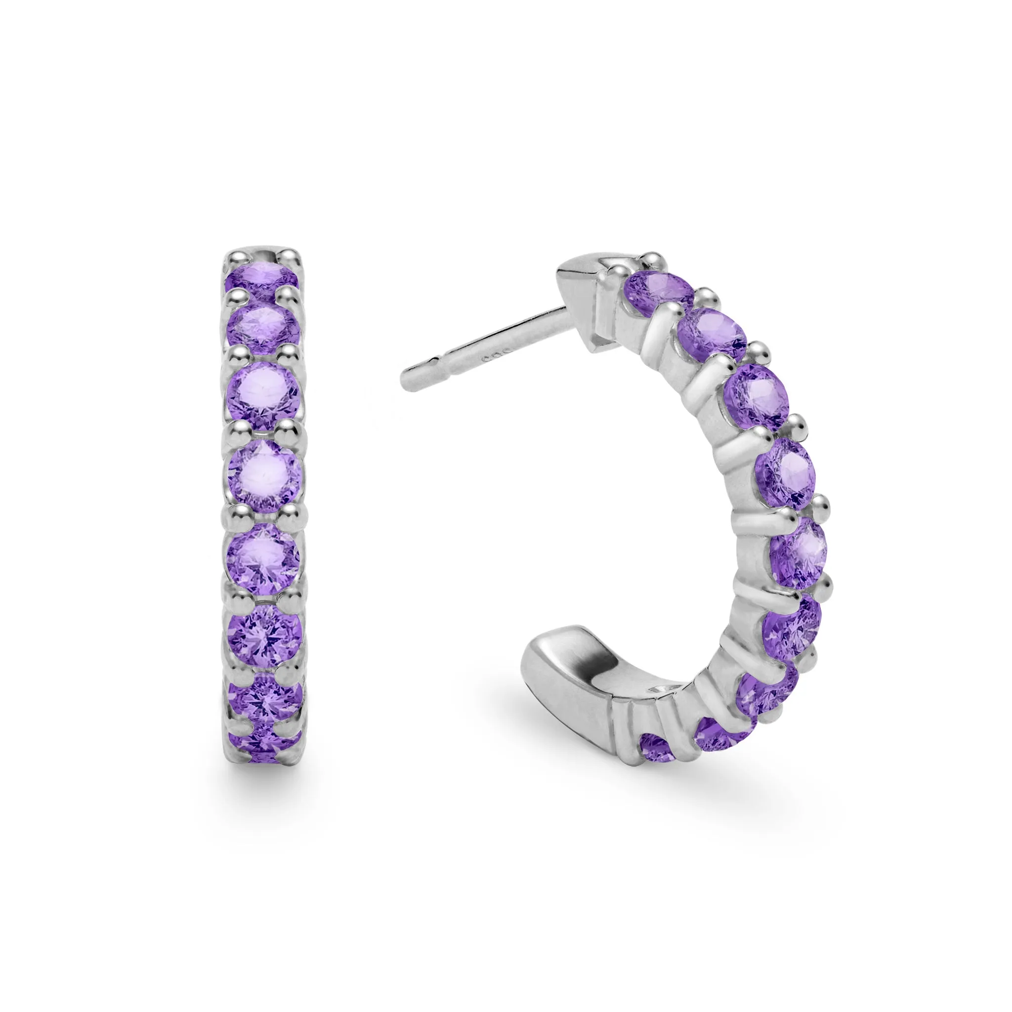Rosecliff Amethyst Huggie Hoop Earrings in 14k Gold (February) sold by Haverhill product image thumbnail 5