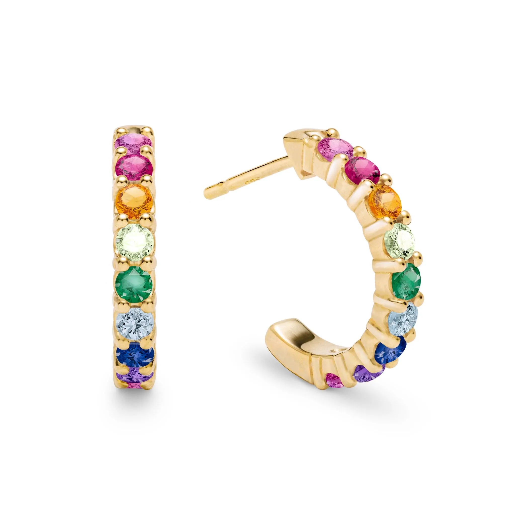 Rainbow Rosecliff Huggie Hoop Earrings in 14k Gold sold by Haverhill
