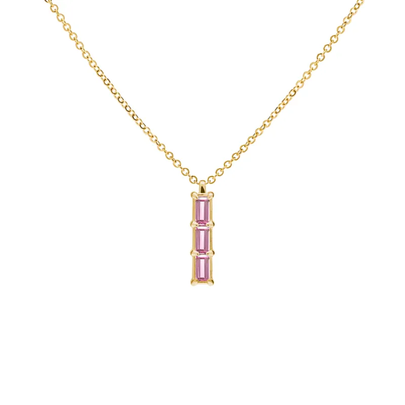 Providence 3 Pink Sapphire Pendant in 14k Gold (October) sold by Haverhill