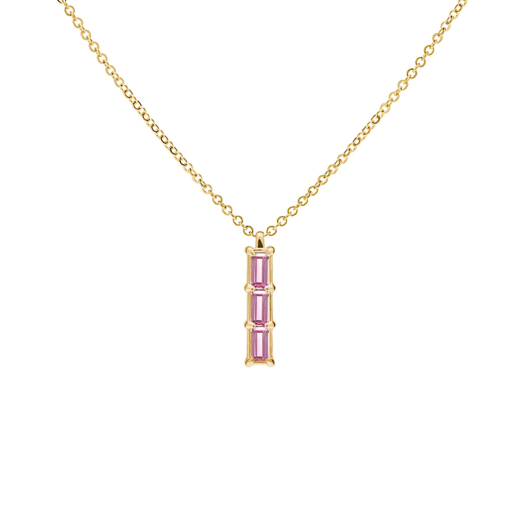 Providence 3 Pink Sapphire Pendant in 14k Gold (October) sold by Haverhill