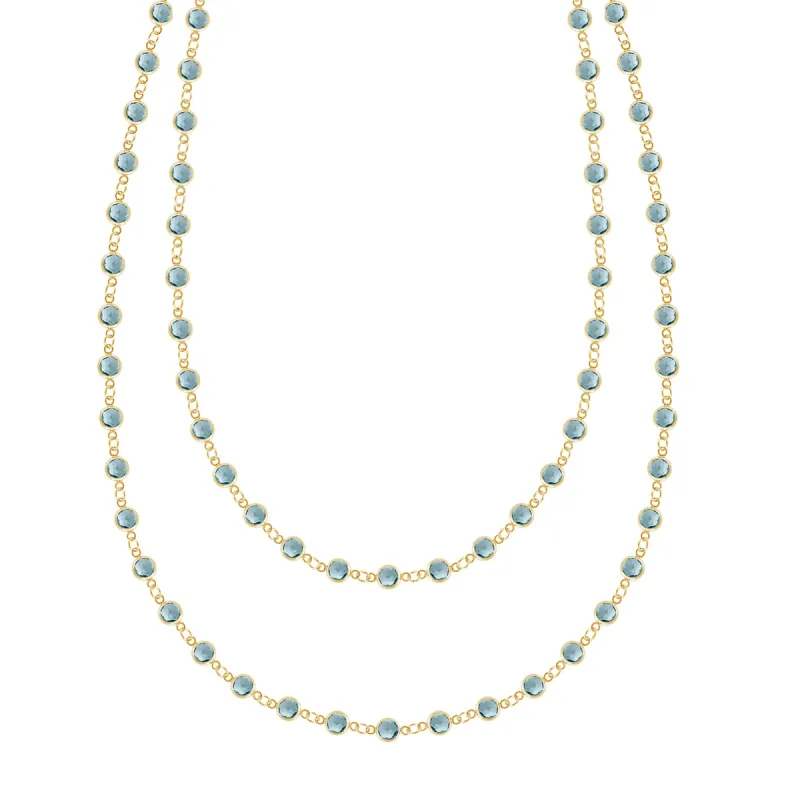 Newport Nantucket Blue Topaz Long Necklace in 14k Gold (December) sold by Haverhill