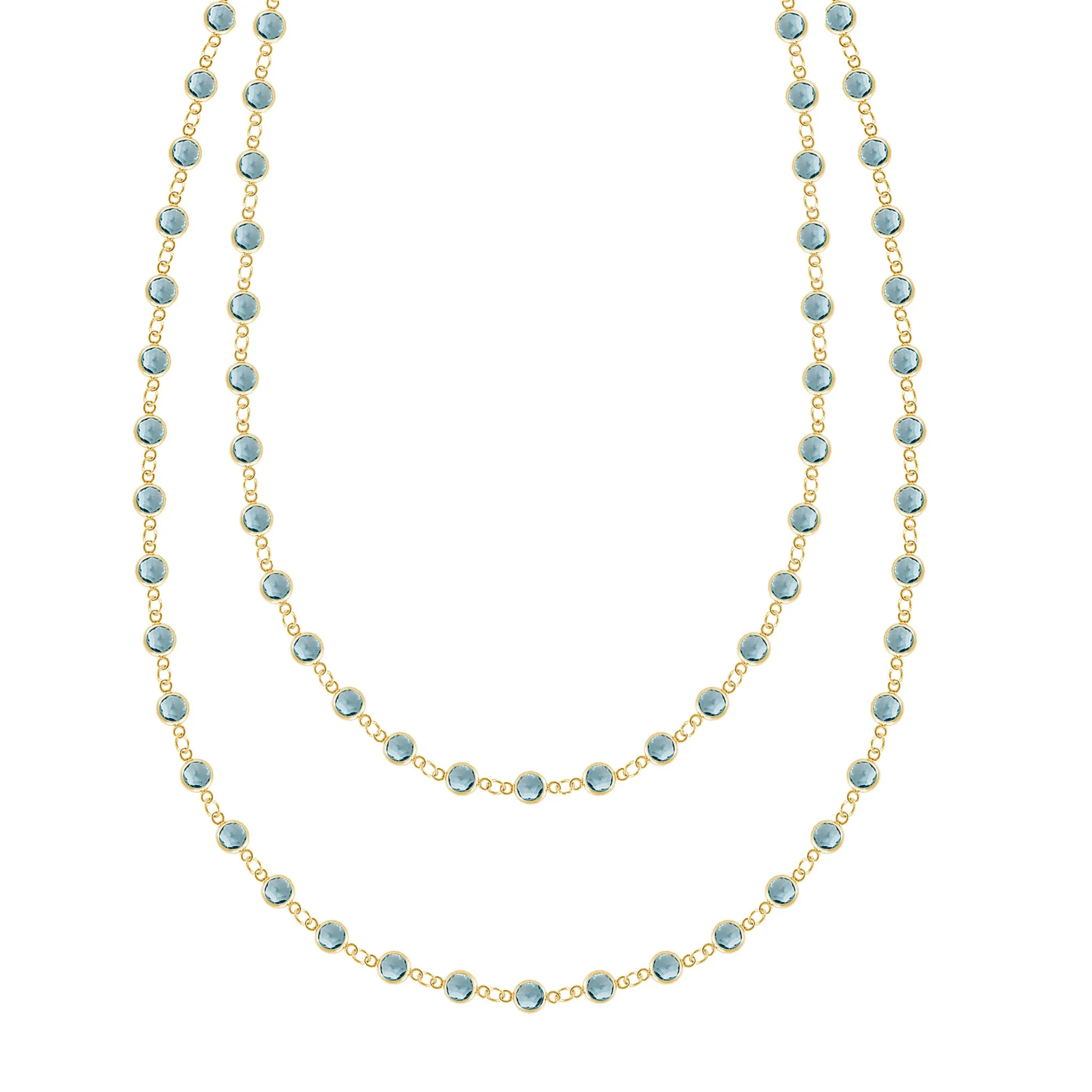 Newport Nantucket Blue Topaz Long Necklace in 14k Gold (December) sold by Haverhill