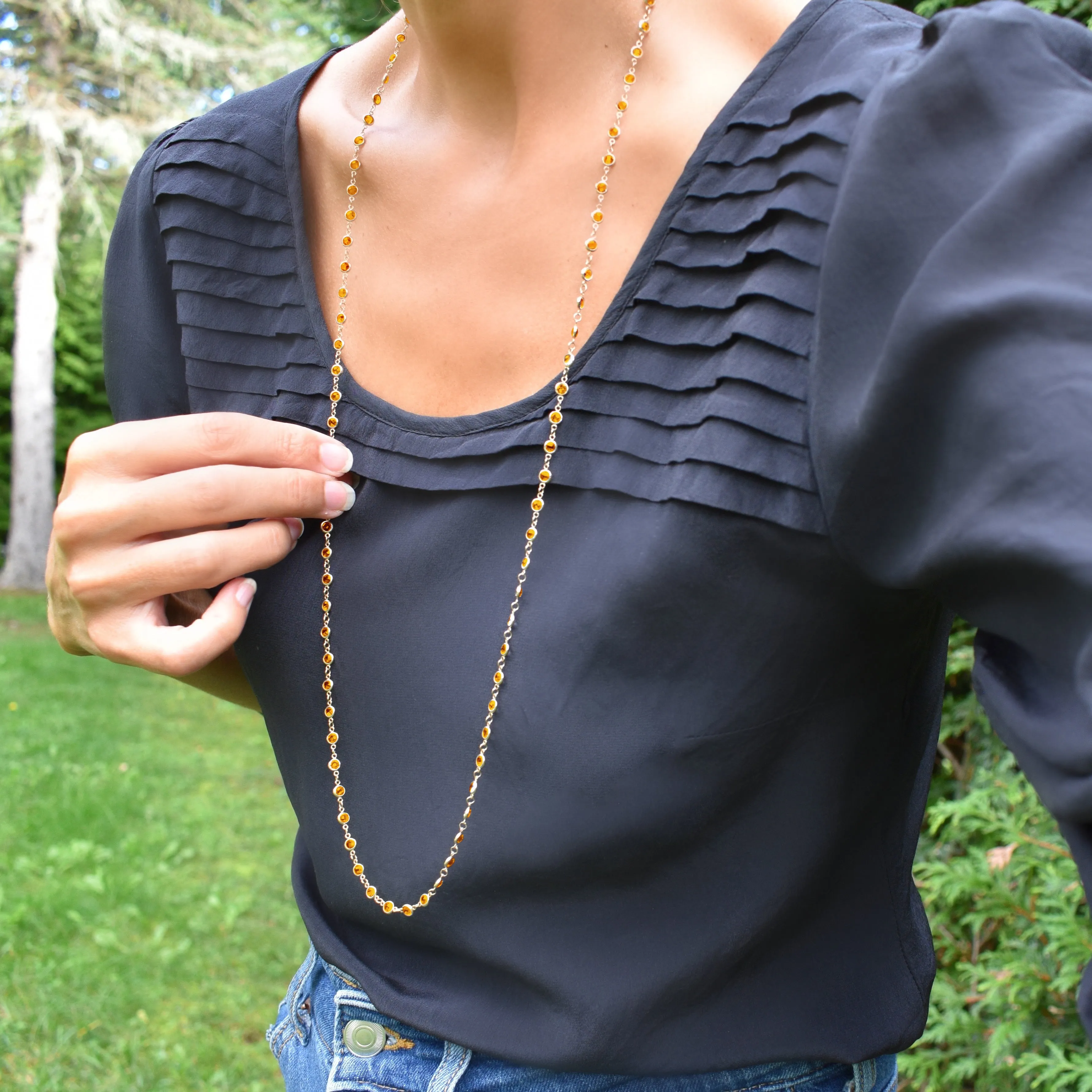 Newport Citrine Long Necklace in 14k Gold (November) sold by Haverhill product image thumbnail 2