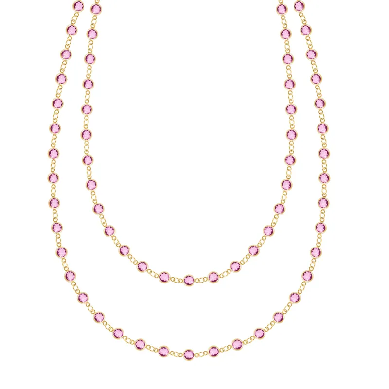 Newport Pink Sapphire Long Necklace in 14k Gold (October) sold by Haverhill