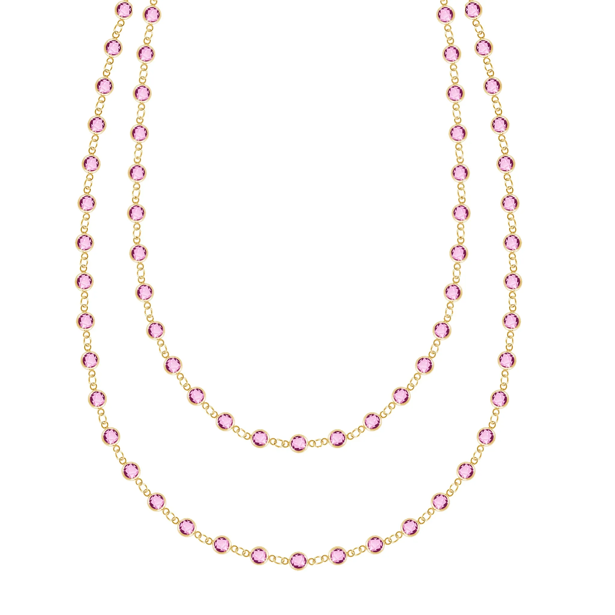 Newport Pink Sapphire Long Necklace in 14k Gold (October) sold by Haverhill