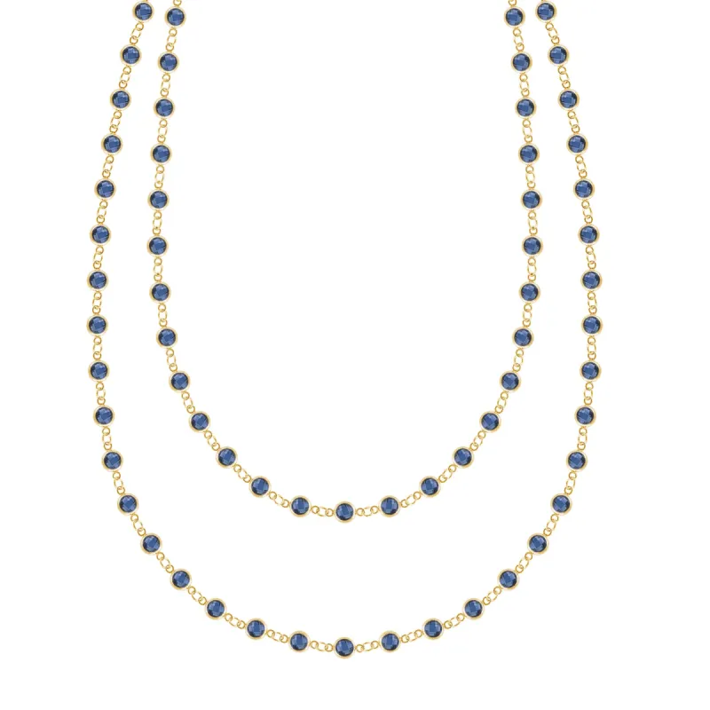 Newport Sapphire Long Necklace in 14k Gold (September) sold by Haverhill
