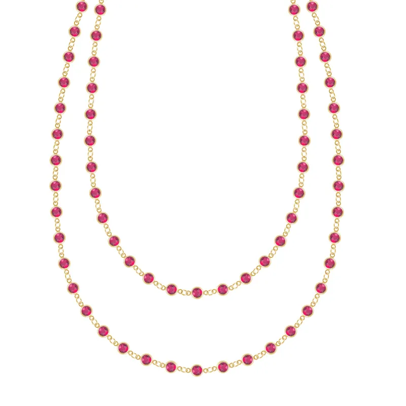 Newport Ruby Long Necklace in 14k Gold (July) sold by Haverhill