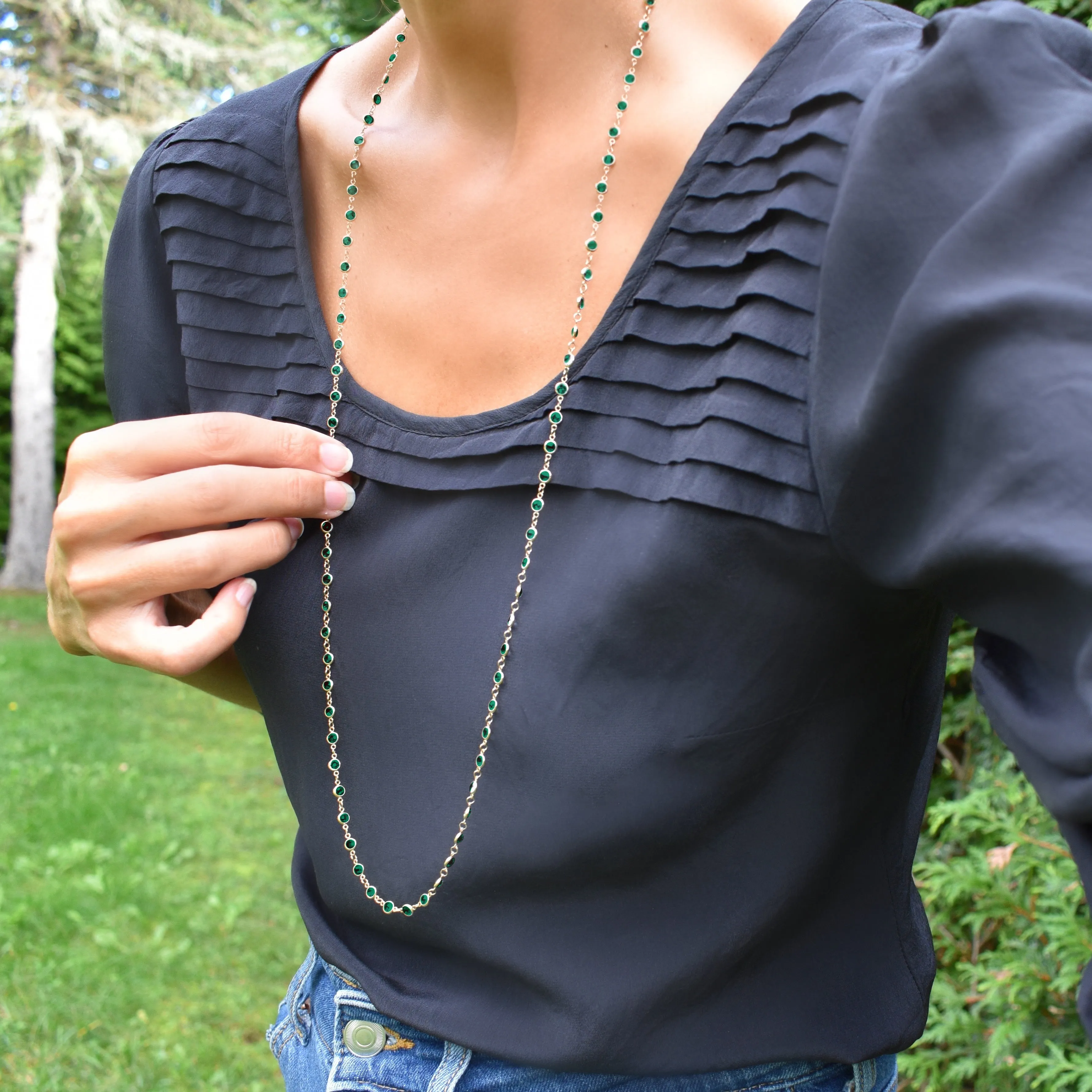 Newport Emerald Long Necklace in 14k Gold (May) sold by Haverhill product image thumbnail 2