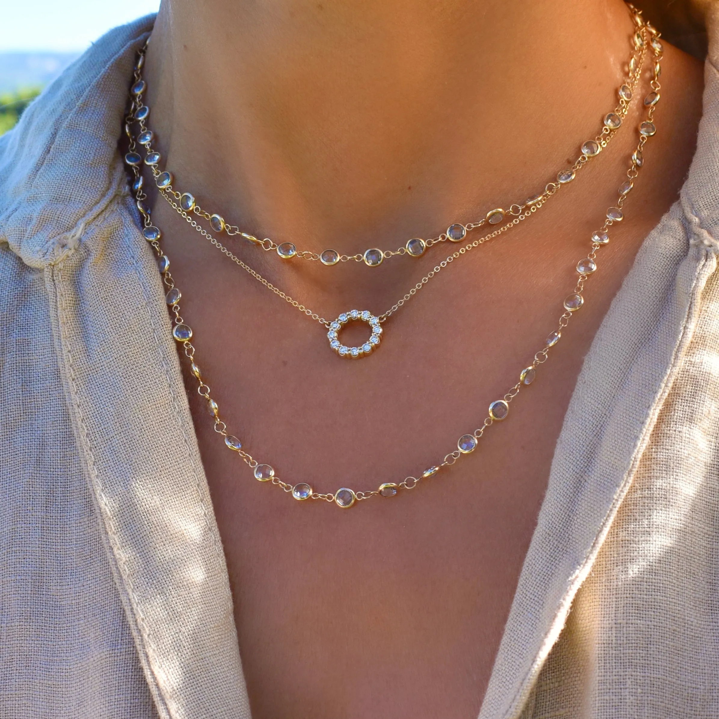 Newport Aquamarine Long Necklace in 14k Gold (March) sold by Haverhill product image thumbnail 3