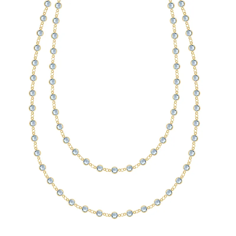 Newport Aquamarine Long Necklace in 14k Gold (March) sold by Haverhill