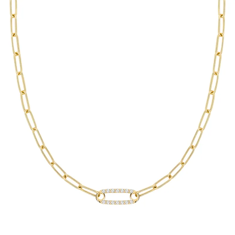 Adelaide 1 Pavé Birthstone Link Necklace in 14k Gold sold by Haverhill