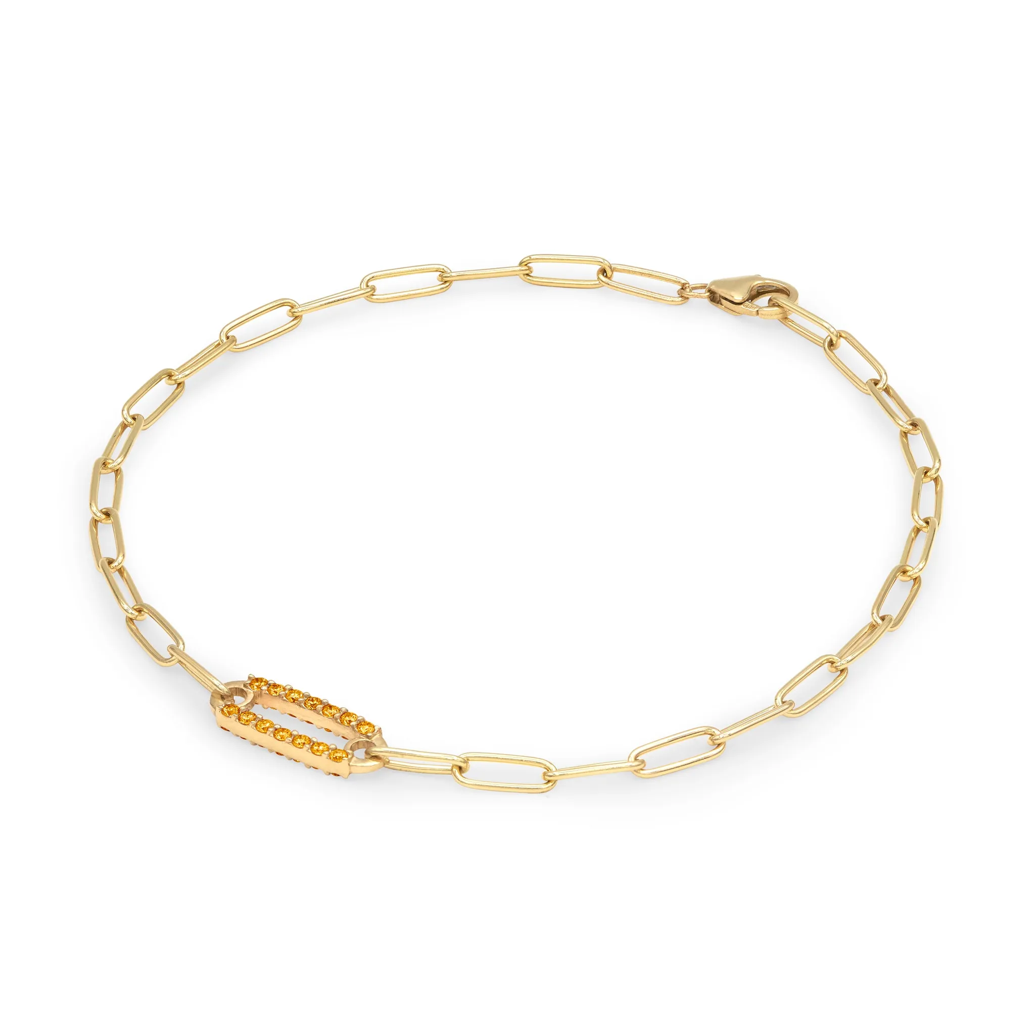 Adelaide 1 Pavé Citrine Link Bracelet in 14k Gold (November) sold by Haverhill product image thumbnail 5
