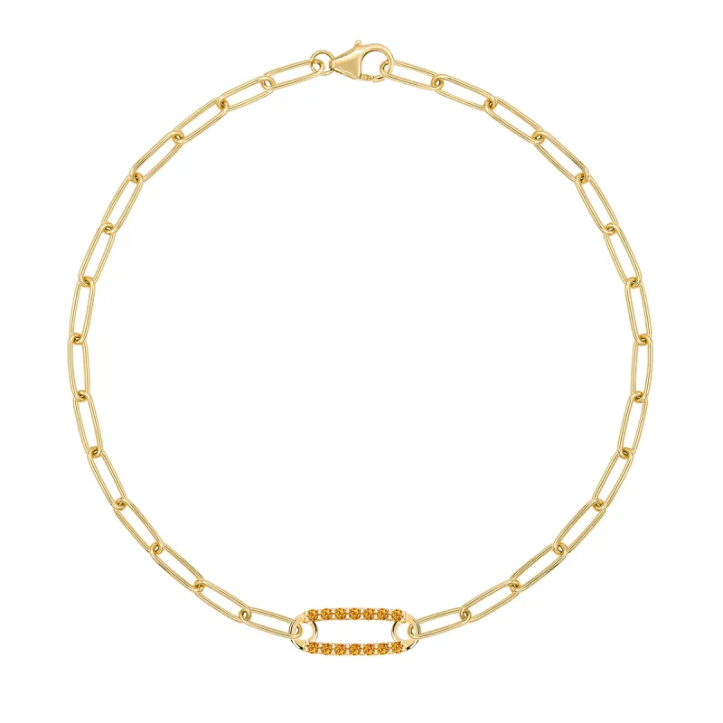 Adelaide 1 Pavé Citrine Link Bracelet in 14k Gold (November) sold by Haverhill