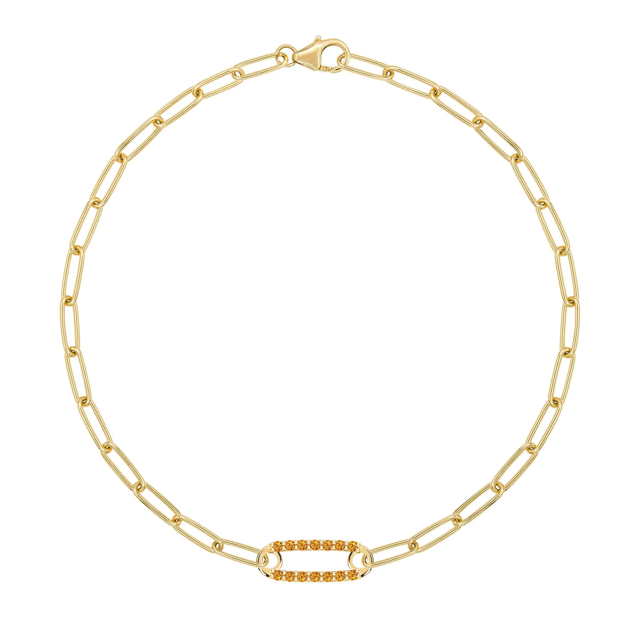 Adelaide 1 Pavé Citrine Link Bracelet in 14k Gold (November) sold by Haverhill