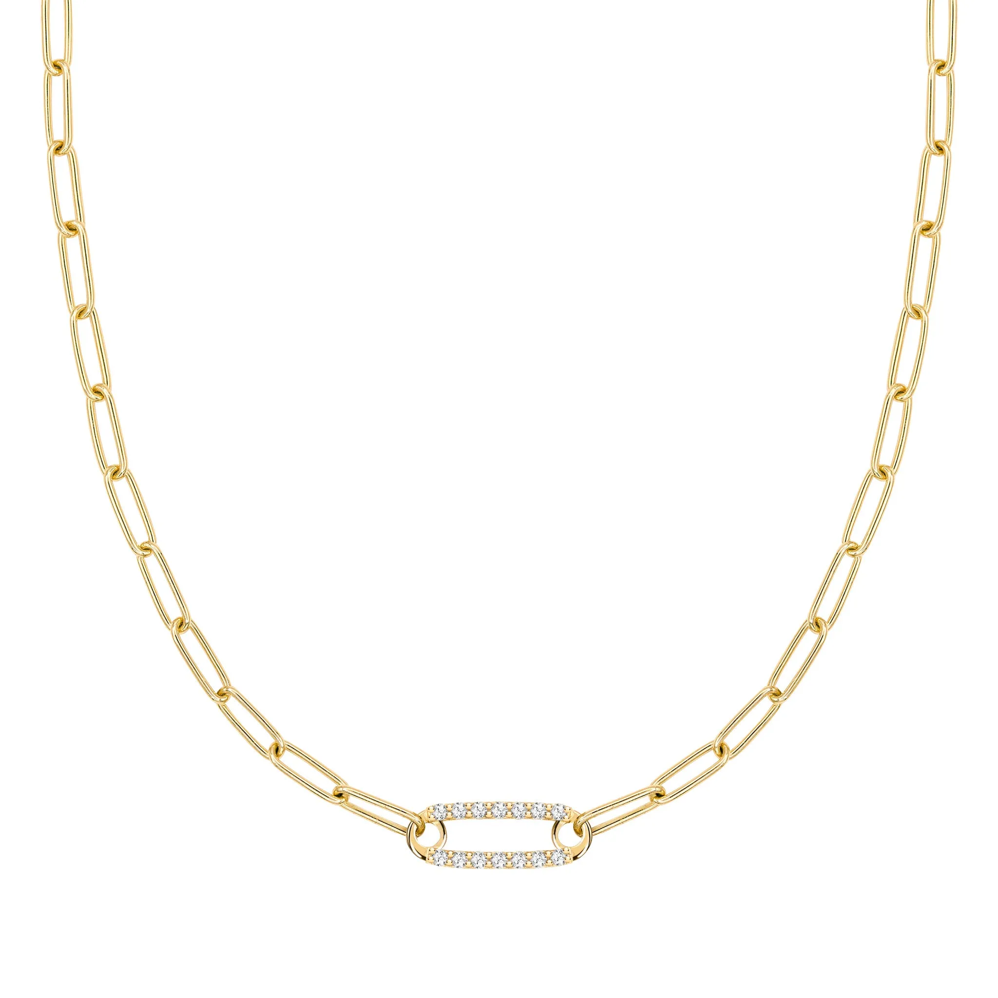 Adelaide 1 Pavé White Topaz Link Necklace in 14k Gold (April) sold by Haverhill