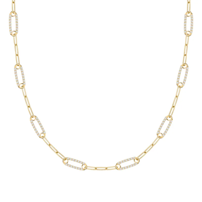 Adelaide 8 Pavé Birthstone Link Necklace in 14k Gold sold by Haverhill