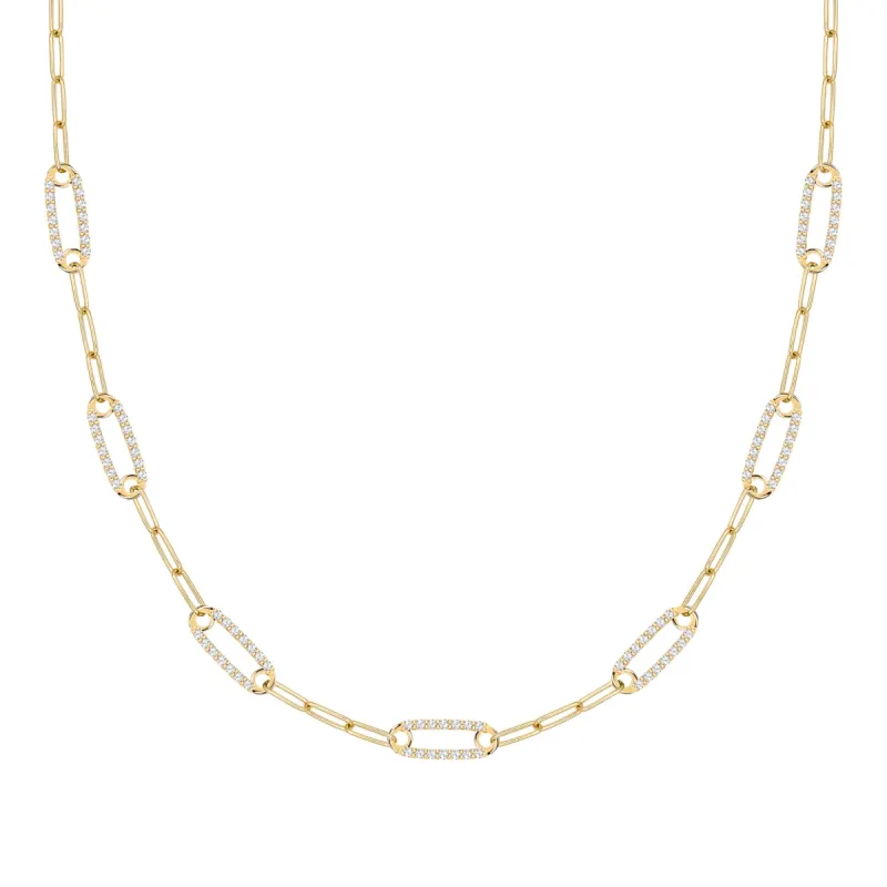 Adelaide 7 Pavé Birthstone Link Necklace in 14k Gold sold by Haverhill