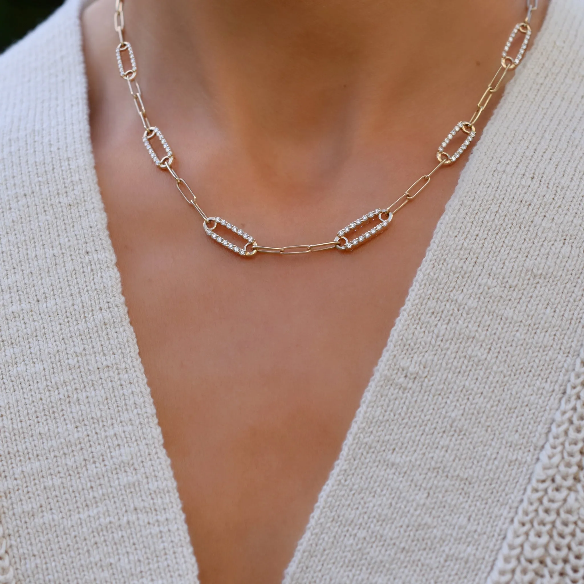 Adelaide 6 Pavé Birthstone Link Necklace in 14k Gold sold by Haverhill product image thumbnail 3