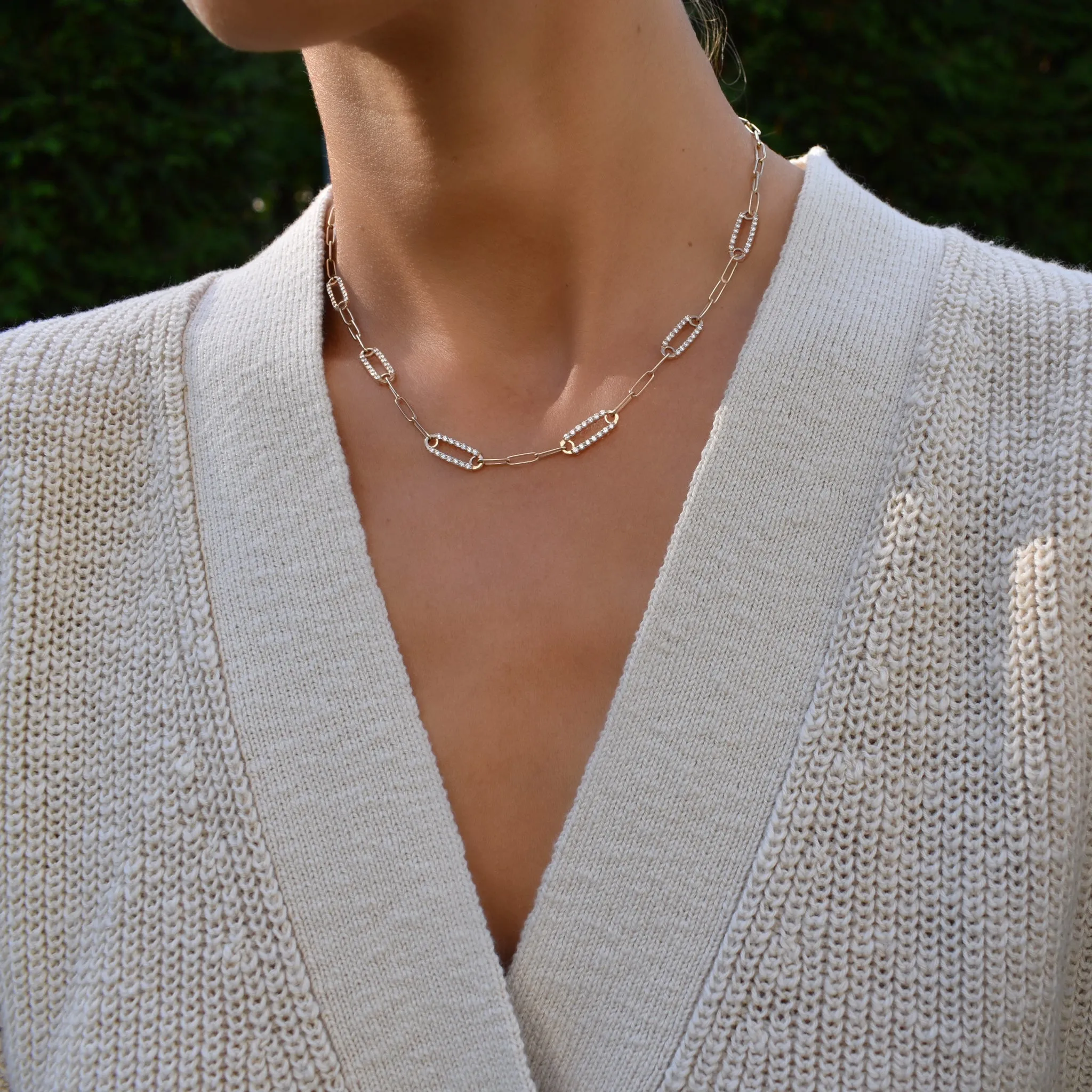 Adelaide 6 Pavé Birthstone Link Necklace in 14k Gold sold by Haverhill product image thumbnail 2