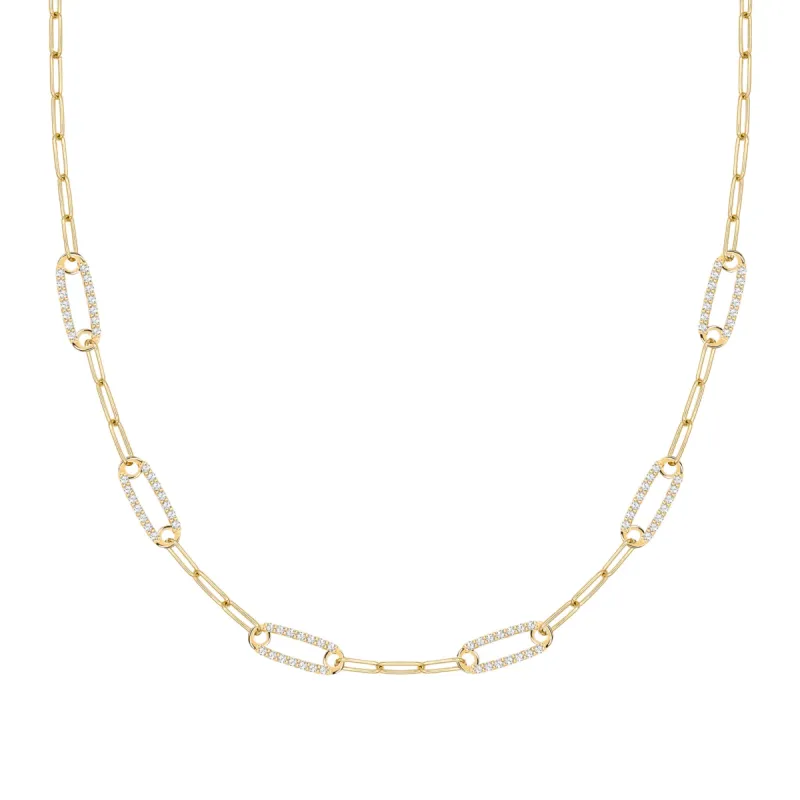 Adelaide 6 Pavé Birthstone Link Necklace in 14k Gold sold by Haverhill