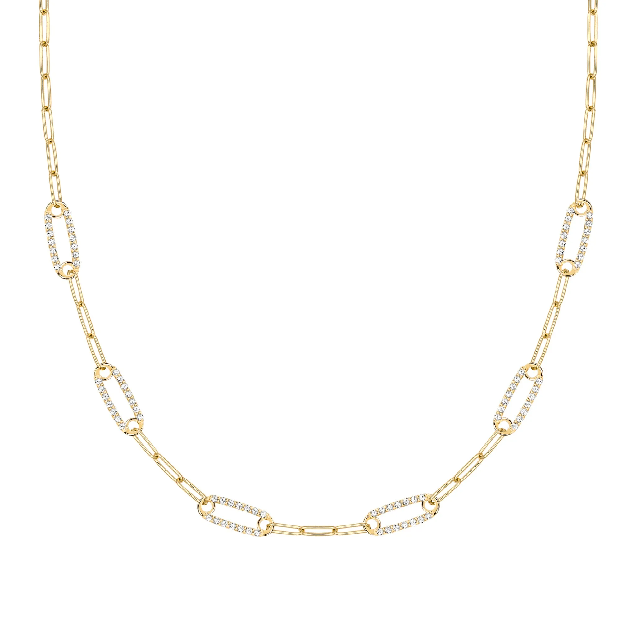 Adelaide 6 Pavé Birthstone Link Necklace in 14k Gold sold by Haverhill