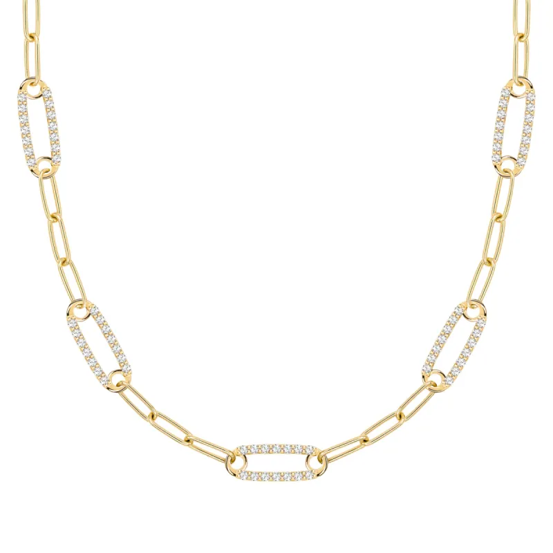 Adelaide 5 Pavé Birthstone Link Necklace in 14k Gold sold by Haverhill