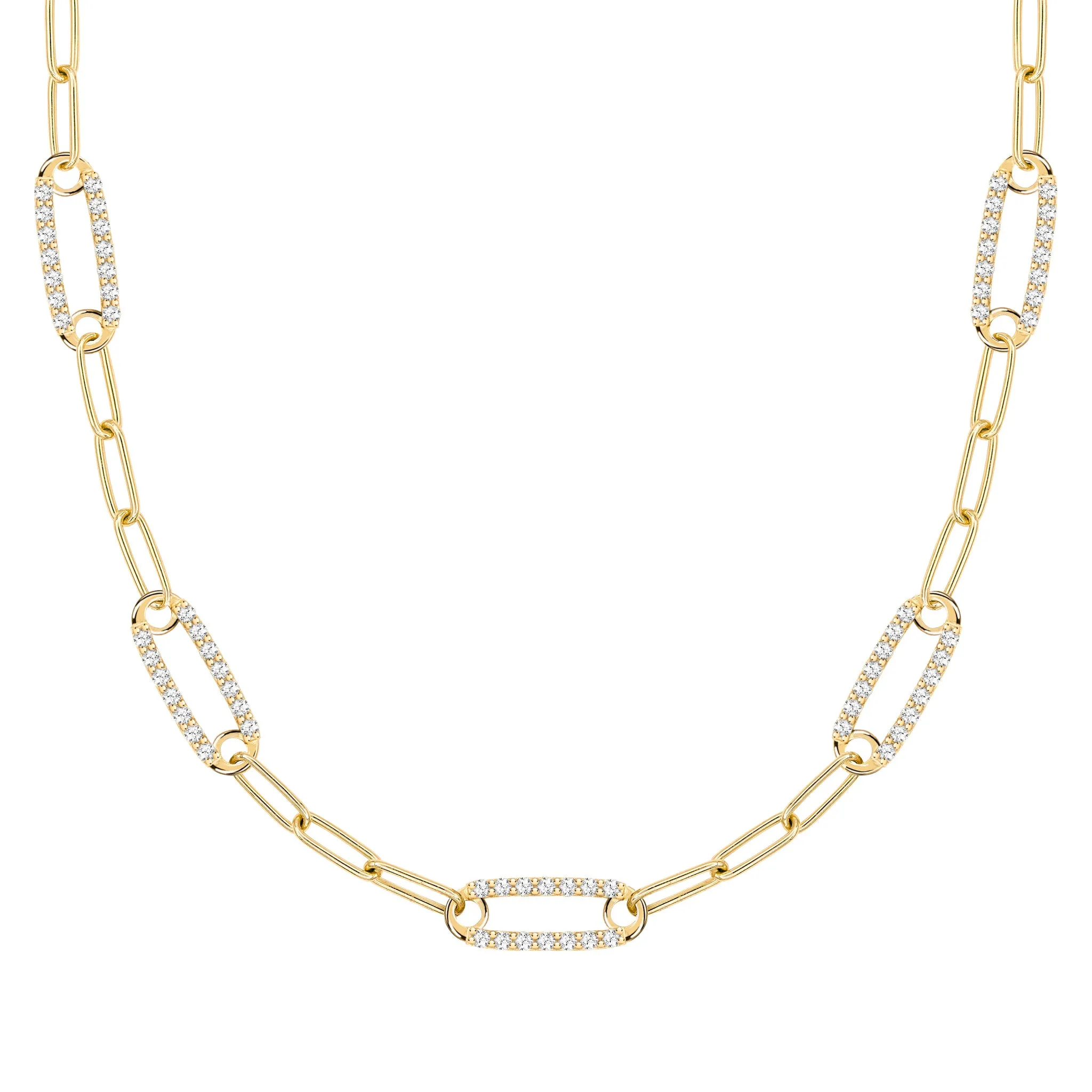 Adelaide 5 Pavé Birthstone Link Necklace in 14k Gold sold by Haverhill