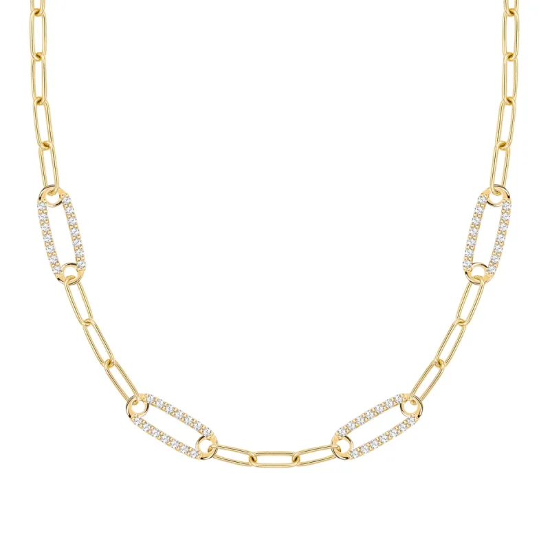 Adelaide 4 Pavé Birthstone Link Necklace in 14k Gold sold by Haverhill