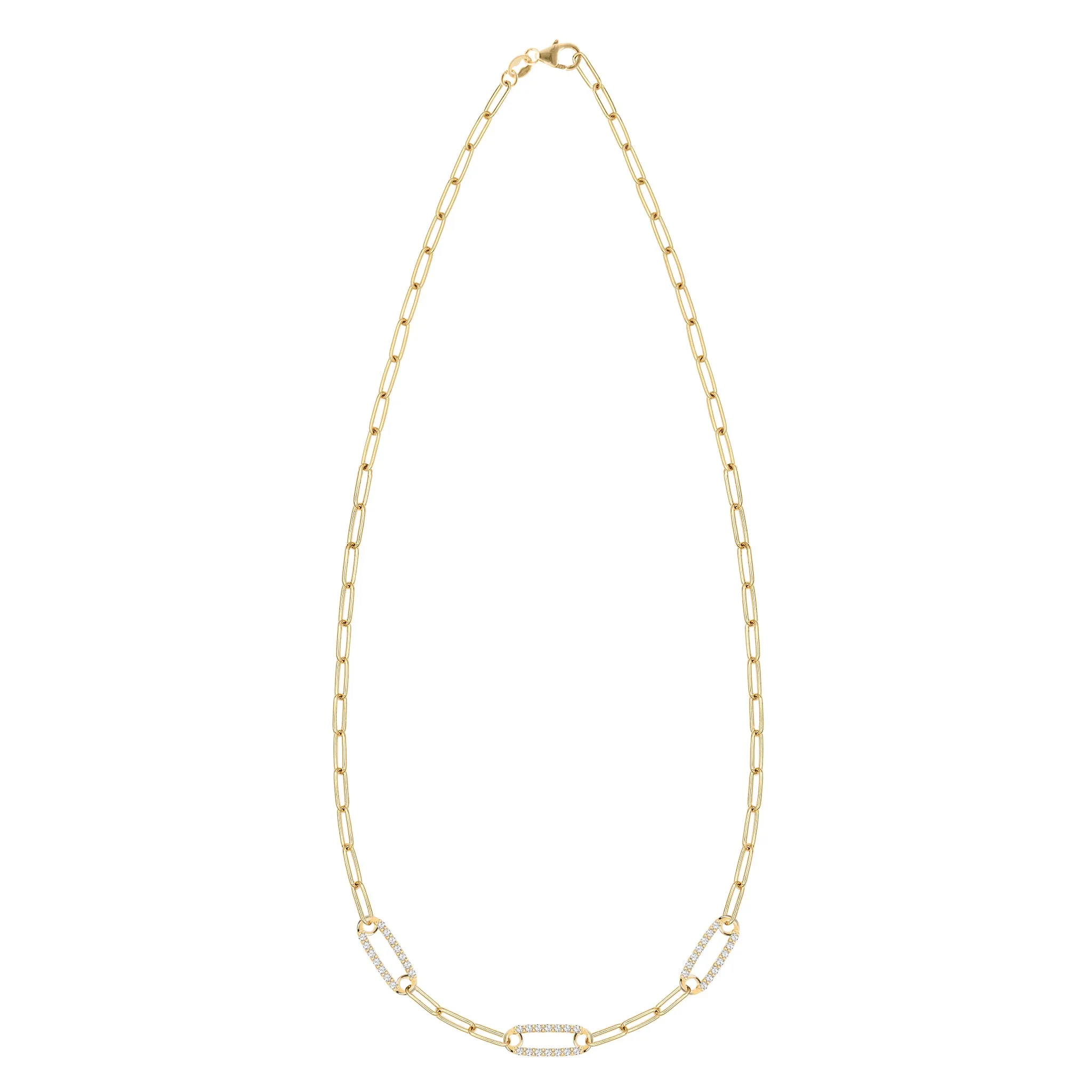 Adelaide 3 Pavé Birthstone Link Necklace in 14k Gold sold by Haverhill product image thumbnail 5