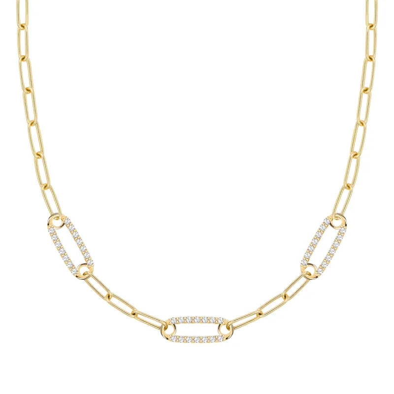 Adelaide 3 Pavé Birthstone Link Necklace in 14k Gold sold by Haverhill