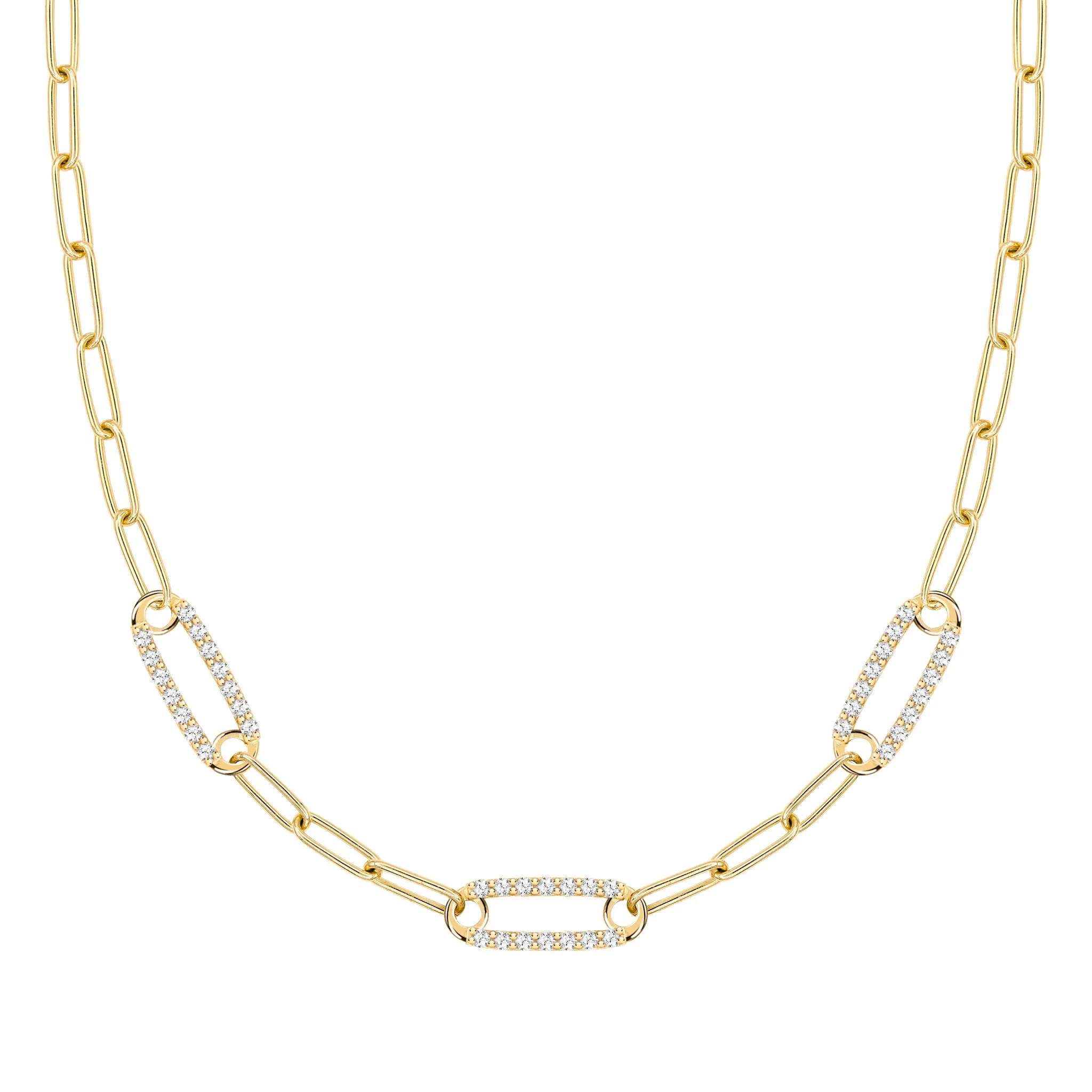 Adelaide 3 Pavé Birthstone Link Necklace in 14k Gold sold by Haverhill