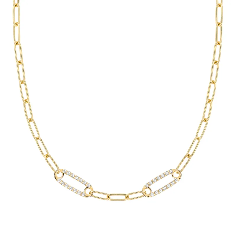 Adelaide 2 Pavé Birthstone Link Necklace in 14k Gold sold by Haverhill