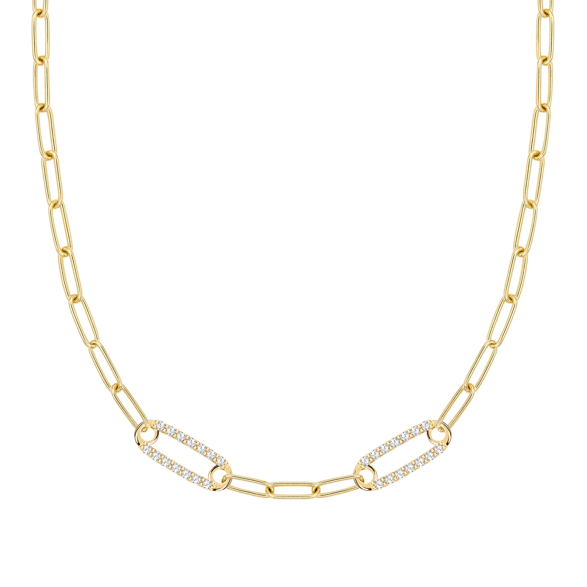 Adelaide 2 Pavé Birthstone Link Necklace in 14k Gold sold by Haverhill