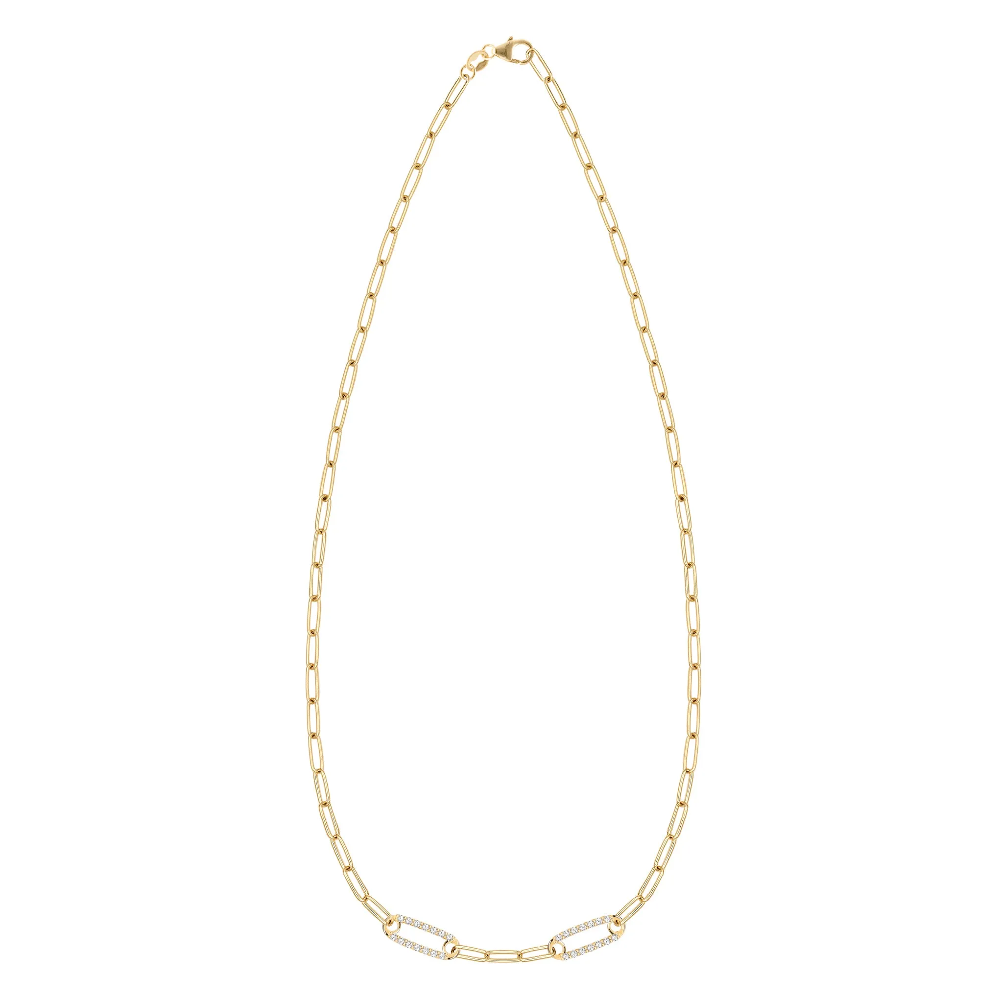 Adelaide 2 Pavé Birthstone Link Necklace in 14k Gold sold by Haverhill product image thumbnail 4