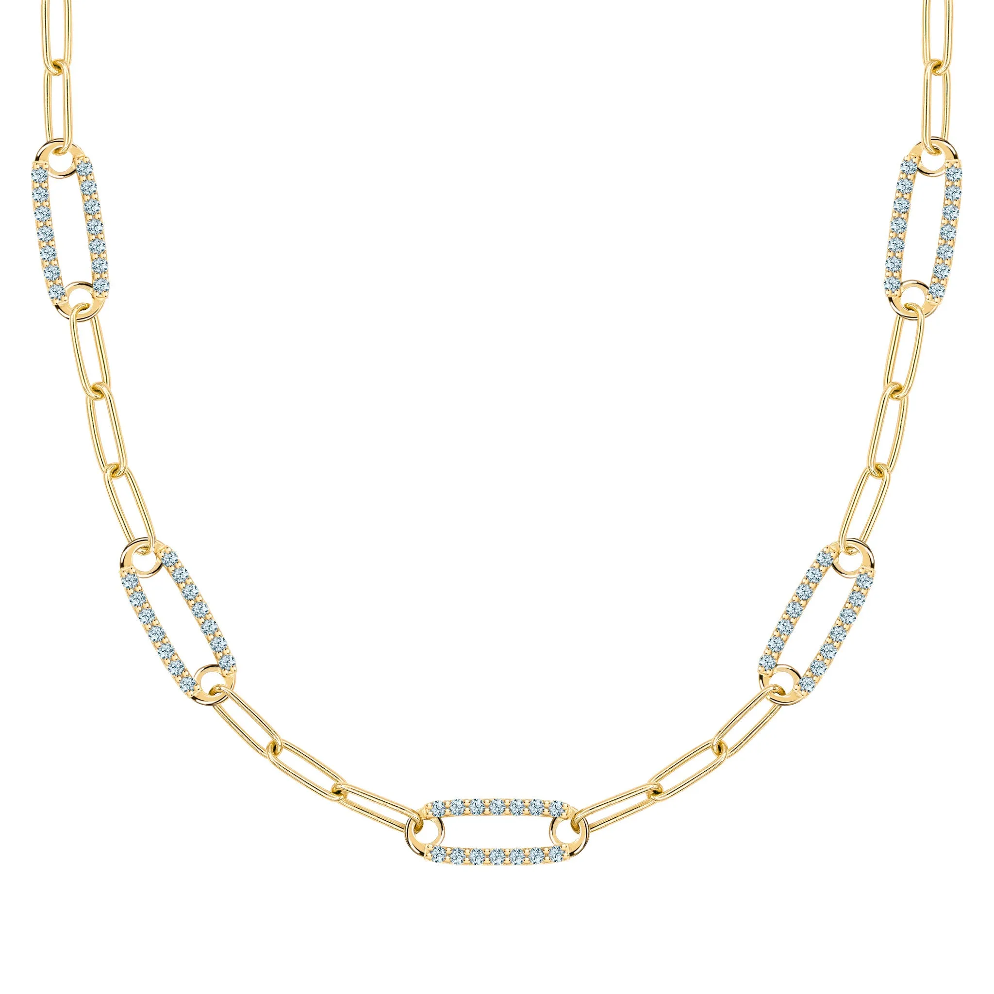 Adelaide 5 Pavé Nantucket Blue Topaz Link Necklace in 14k Gold (December) sold by Haverhill