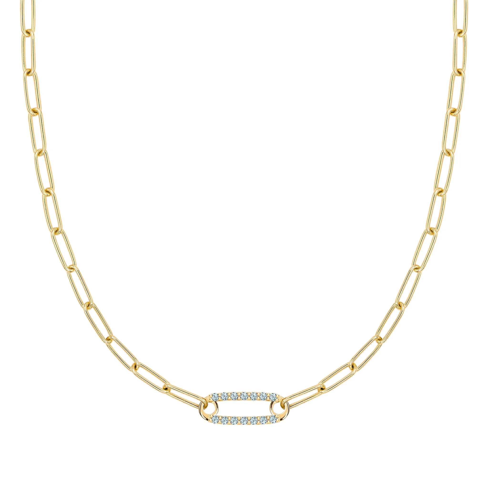 Adelaide 1 Pavé Nantucket Blue Topaz Link Necklace in 14k Gold (December) sold by Haverhill