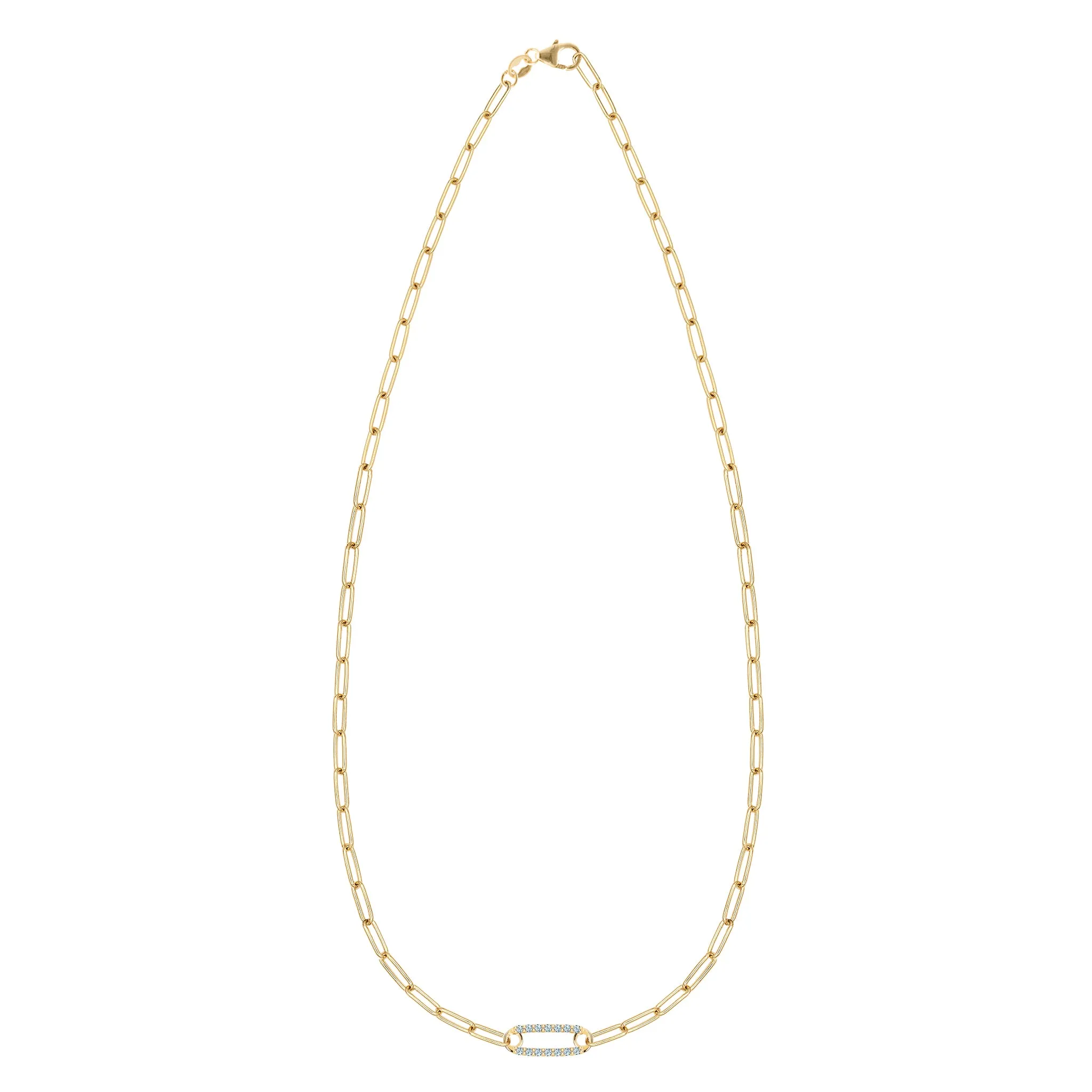 Adelaide 1 Pavé Nantucket Blue Topaz Link Necklace in 14k Gold (December) sold by Haverhill product image thumbnail 5