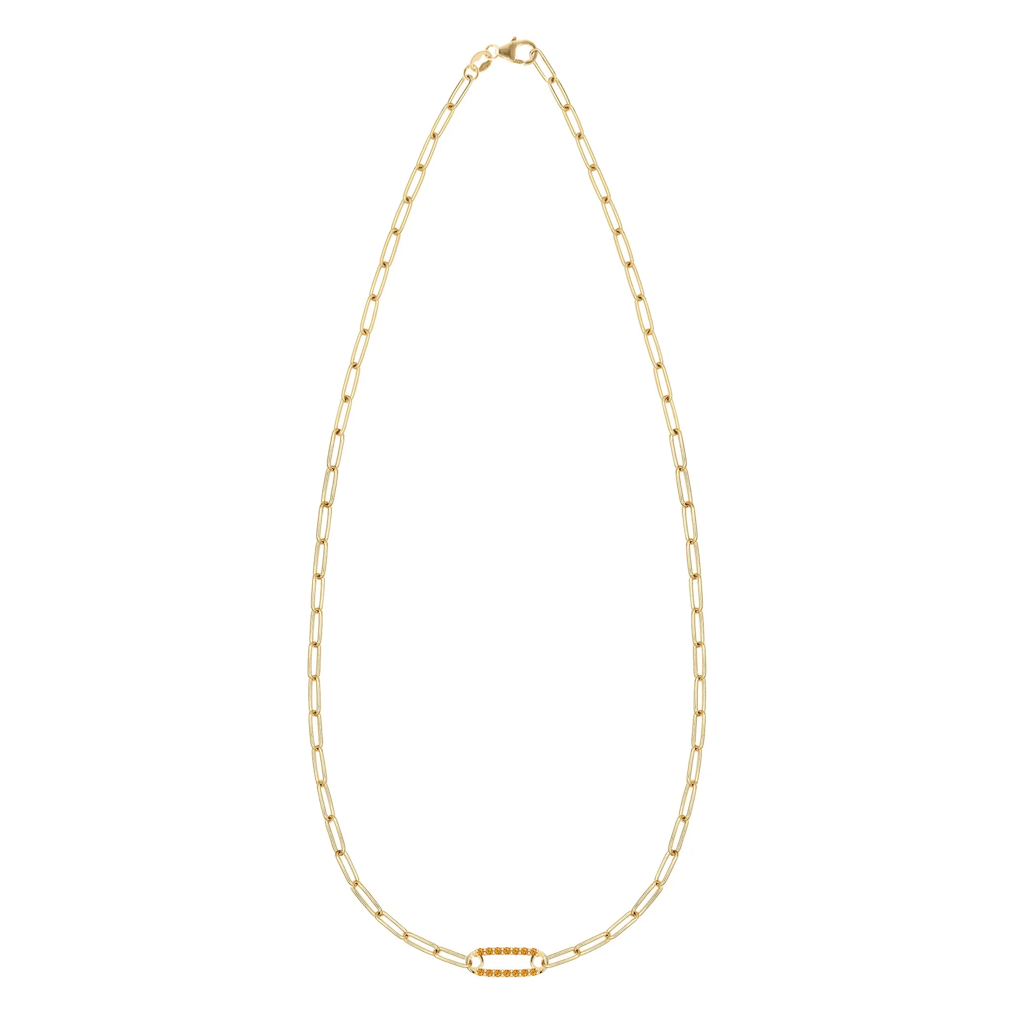 Adelaide 1 Pavé Citrine Link Necklace in 14k Gold (November) sold by Haverhill product image thumbnail 5