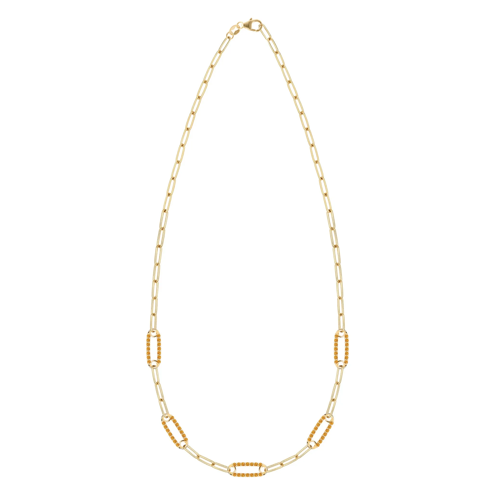 Adelaide 5 Pavé Citrine Link Necklace in 14k Gold (November) sold by Haverhill product image thumbnail 5