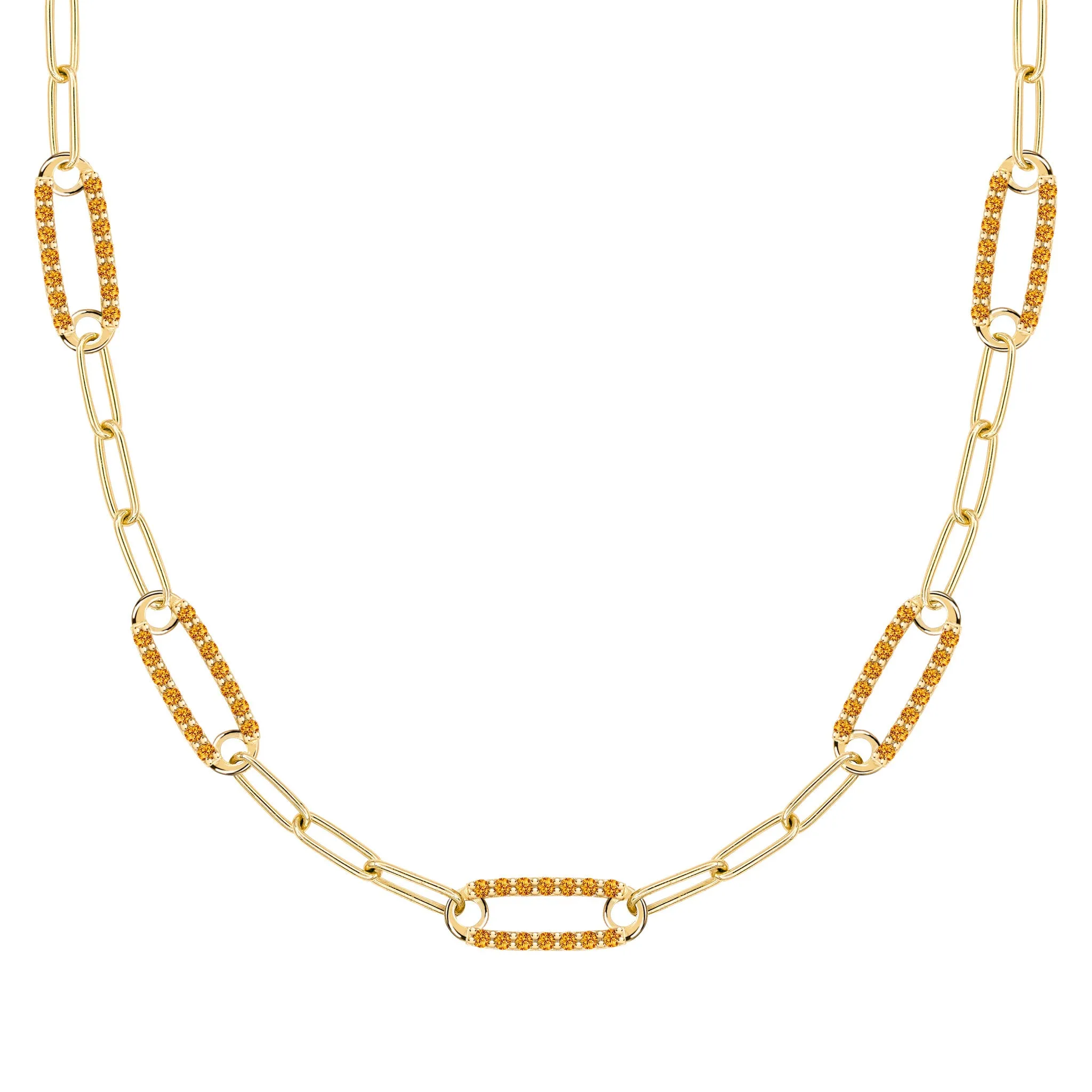 Adelaide 5 Pavé Citrine Link Necklace in 14k Gold (November) sold by Haverhill