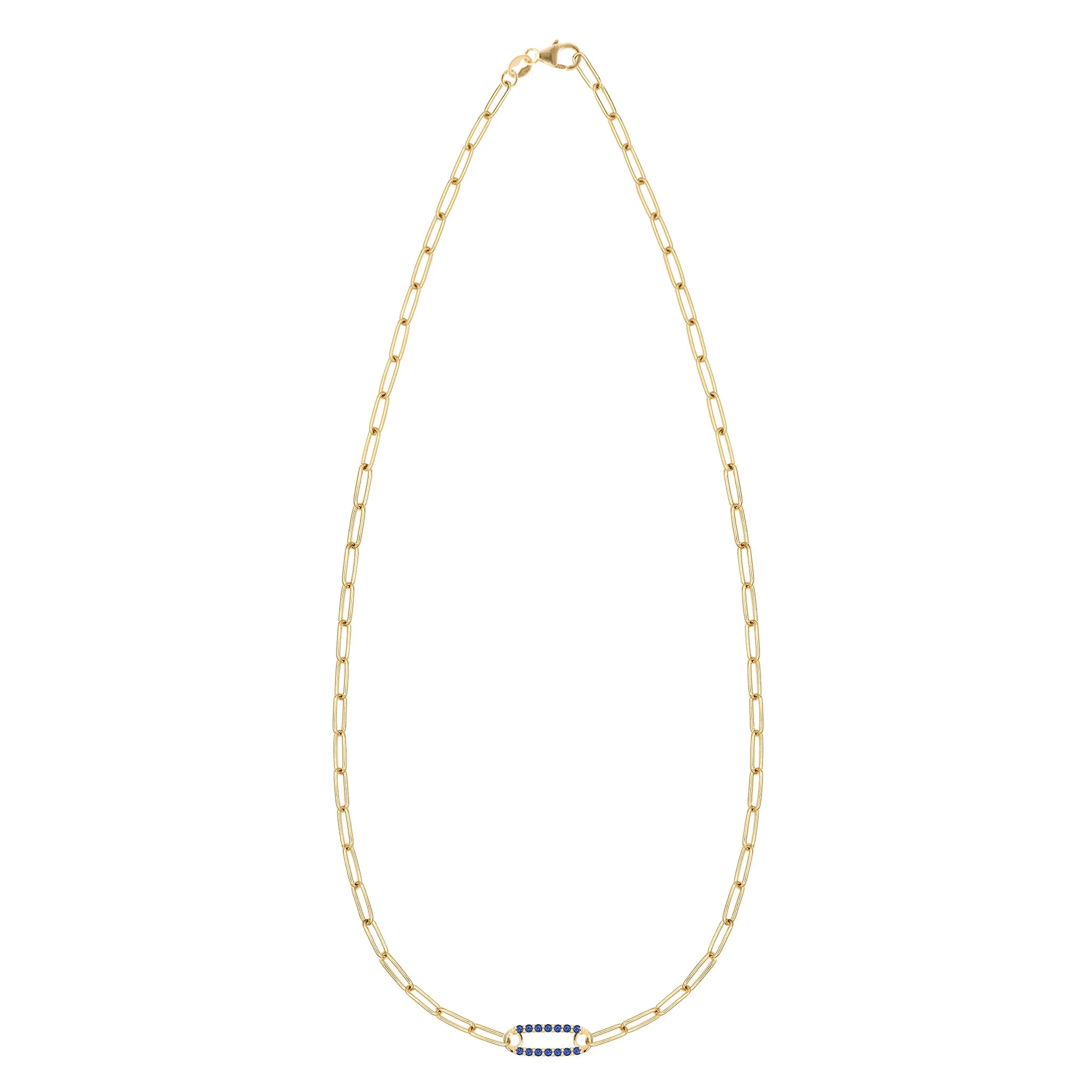 Adelaide 1 Pavé Sapphire Link Necklace in 14k Gold (September) sold by Haverhill product image thumbnail 5